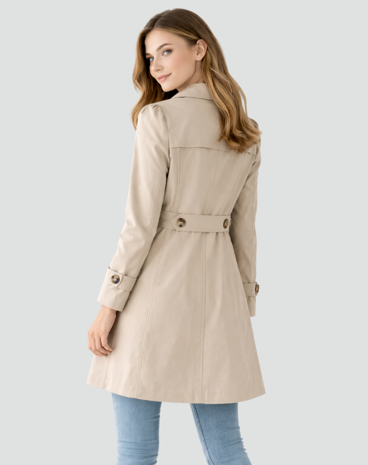 Women's Tailored Trench Coat — Classic Lapel Mid-Length 5