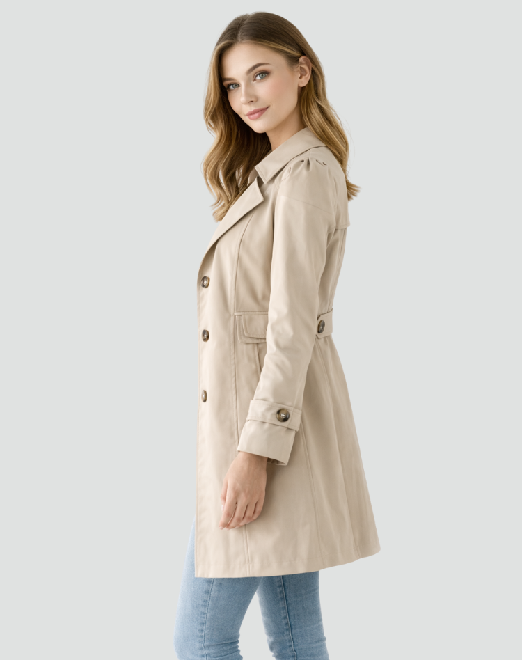 Women's Tailored Trench Coat — Classic Lapel Mid-Length 6