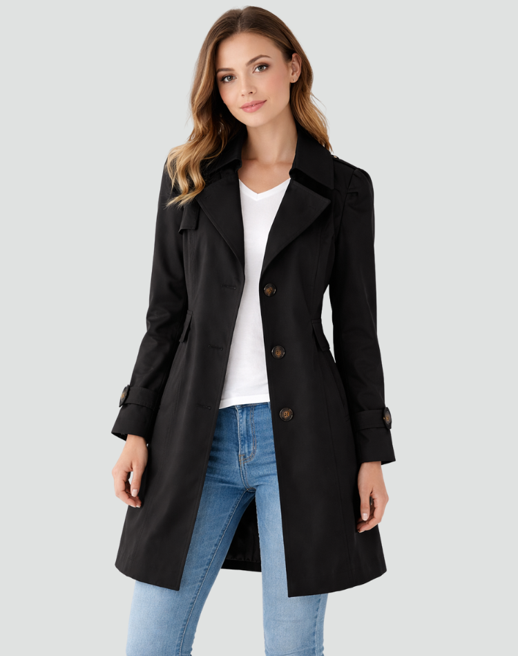 Women's Tailored Trench Coat — Classic Lapel Mid-Length 1