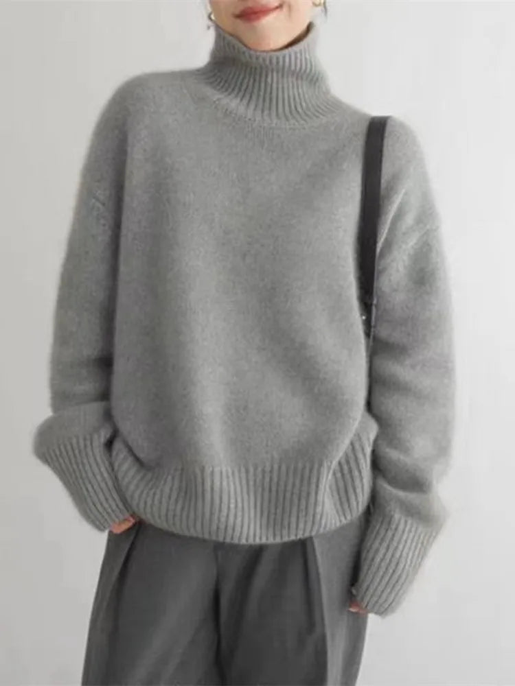 Ashdown Women's Wool-Look Roll Neck Jumper — Soft Elegant Knit 4