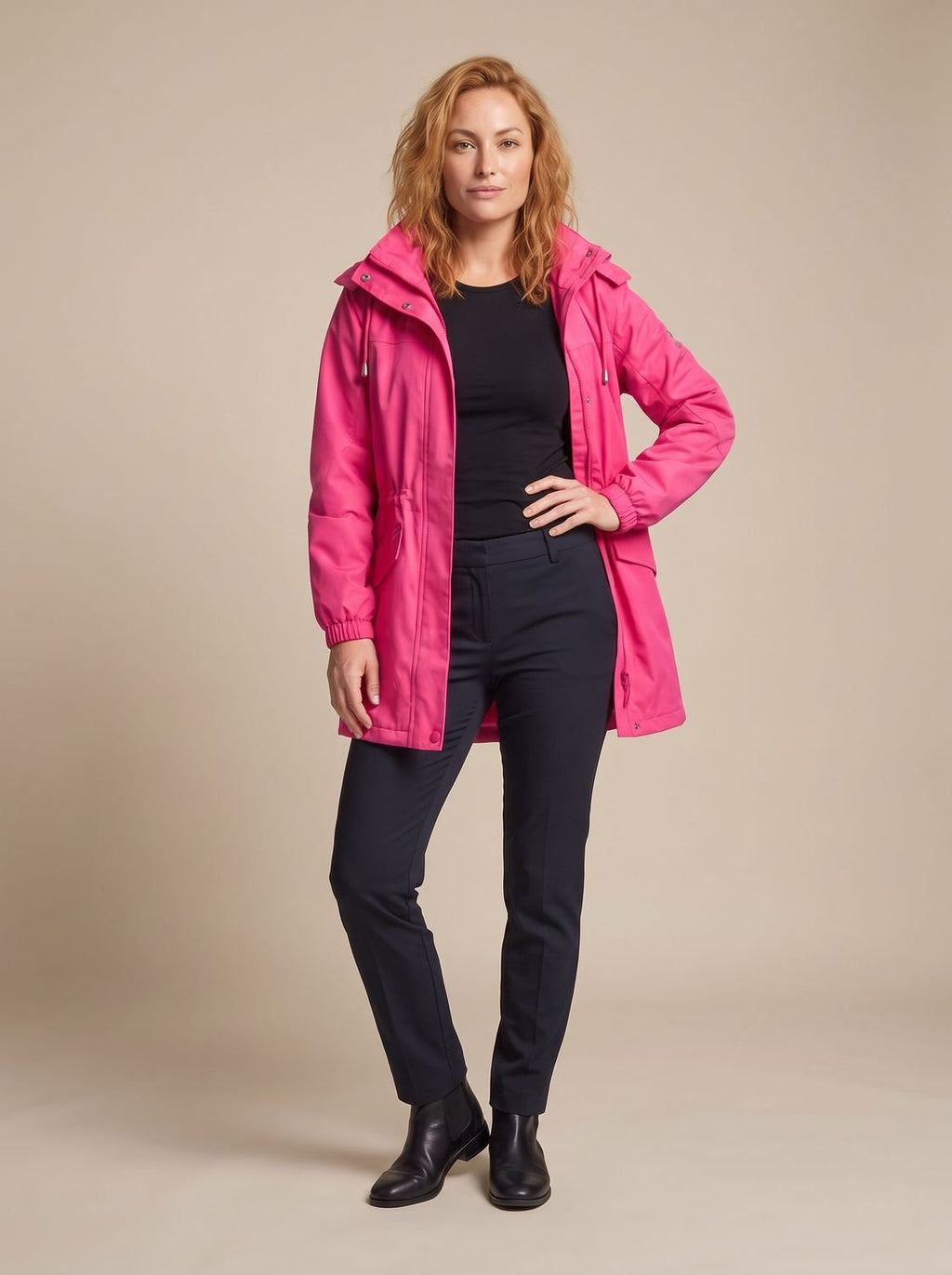 Women's Water-Resistant Hooded Parka Coat — Drawstring Fit 1