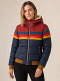 Women's Waterproof Hooded Puffer Jacket — Retro Colour-Block 1