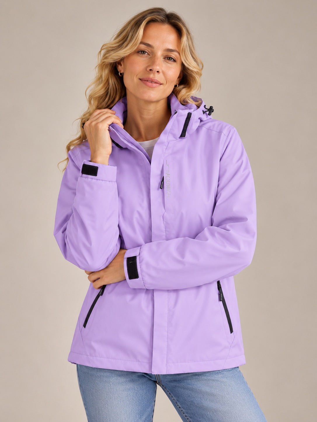 Women's Waterproof Rain Jacket — Removable Adjustable Hood 3