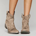 Women's Vintage Cowboy Ankle Boots — Faux Suede Western Style 1